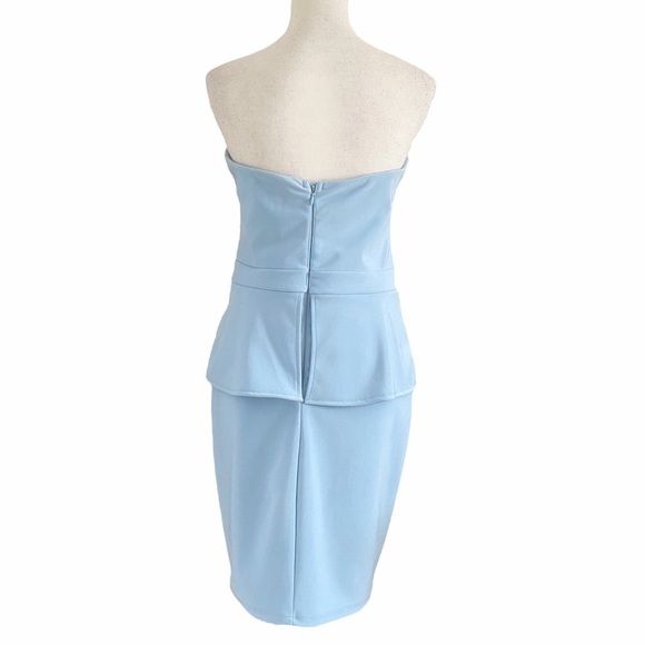 LIPSY LONDON BABY BLUE WHITE EMBROIDERED PEPLUM MINI COCKTAIL DRESS - 10 - Picture 3 of 9